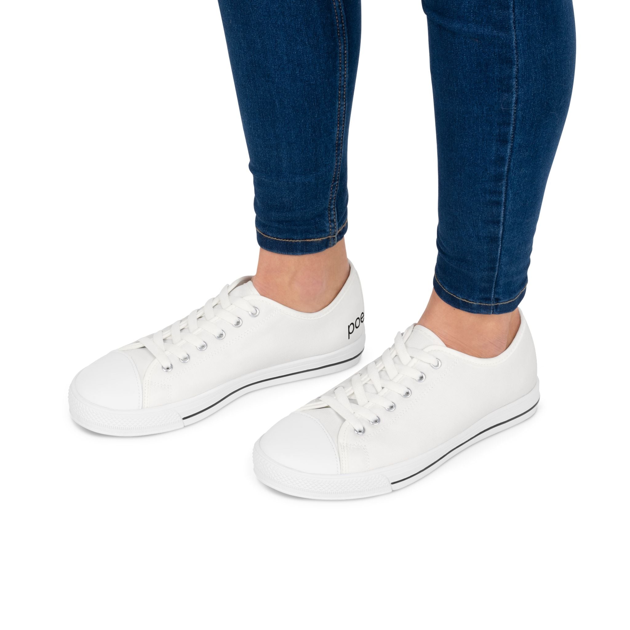 Poet Low Top Sneakers — Minimal White Canvas Women's Casual Shoes